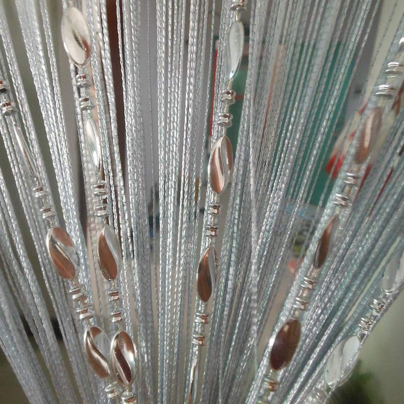 ZiDeTang ستارة باب زيدتانغ مزينة بالأزرار والخرز، ستارة فاصل لغرفة المعيشة (39.30" × 78.50"، رمادي) - Image 1